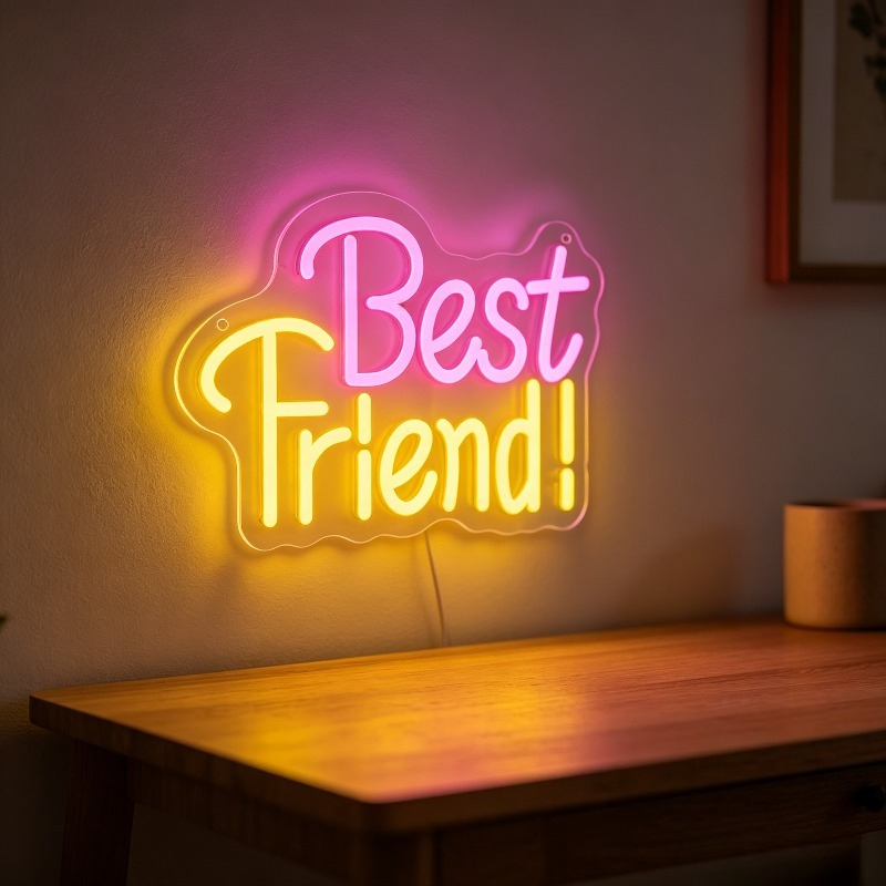 Bedroom Lighting Decor Ideas - Letreiro Neon 'Melhor Amiga' com LED