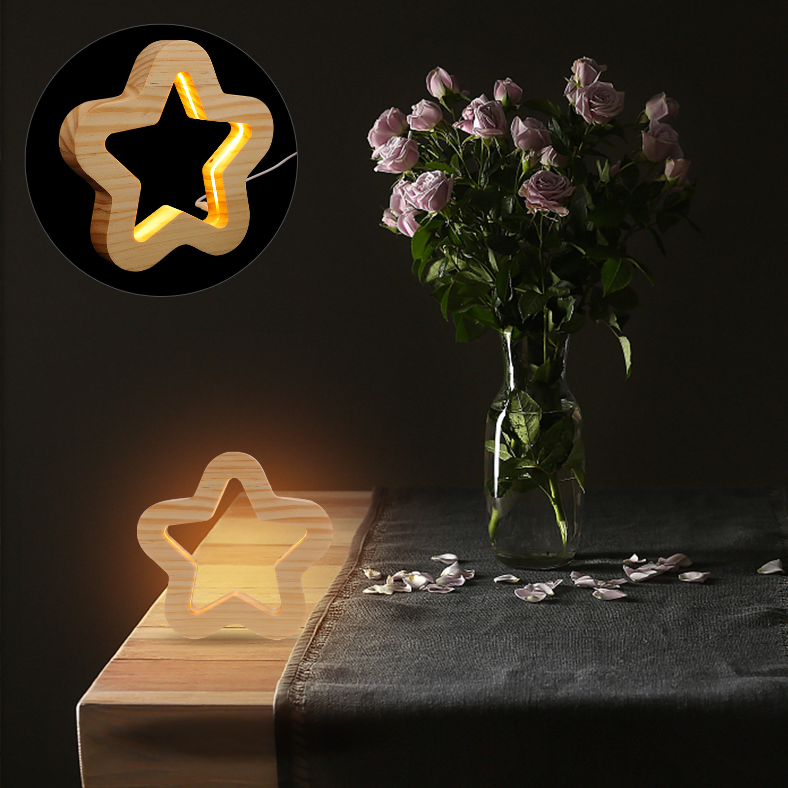 Bedroom Lighting Decor Ideas - Luminária Noturna de Madeira em Formato