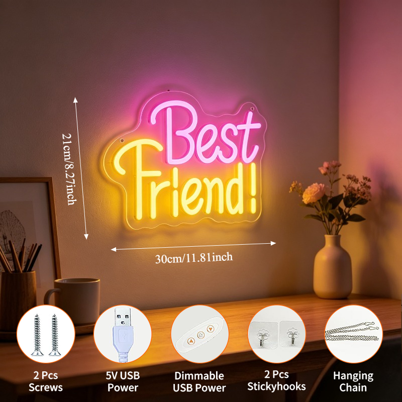 Letreiro Neon 'Melhor Amiga' c - Bedroom Lighting Decor Ideas avaliação e preço