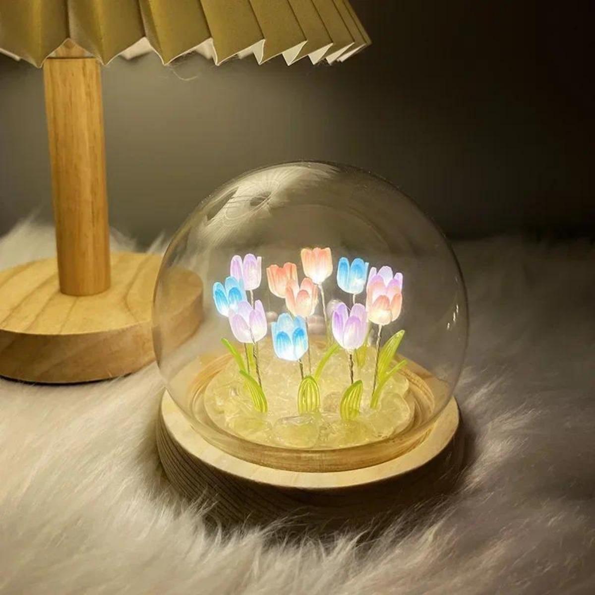1 peça luz noturna tulipa arte - Bedroom Lighting Decor Ideas avaliação e preço
