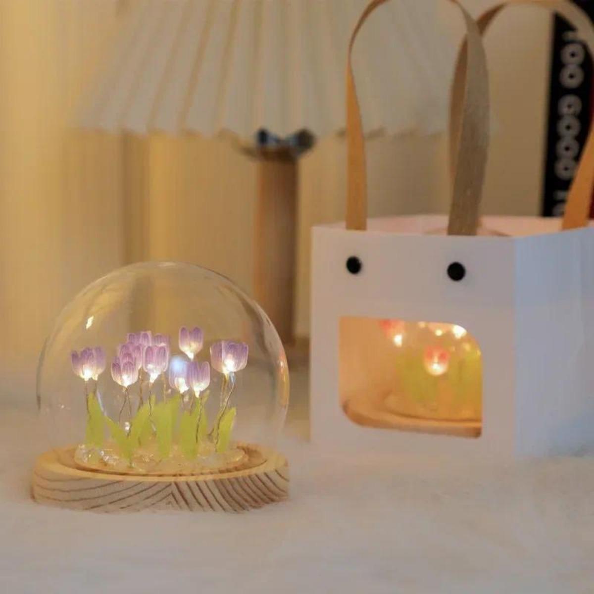 1 peça luz noturna tulipa arte - Bedroom Lighting Decor Ideas avaliação e preço