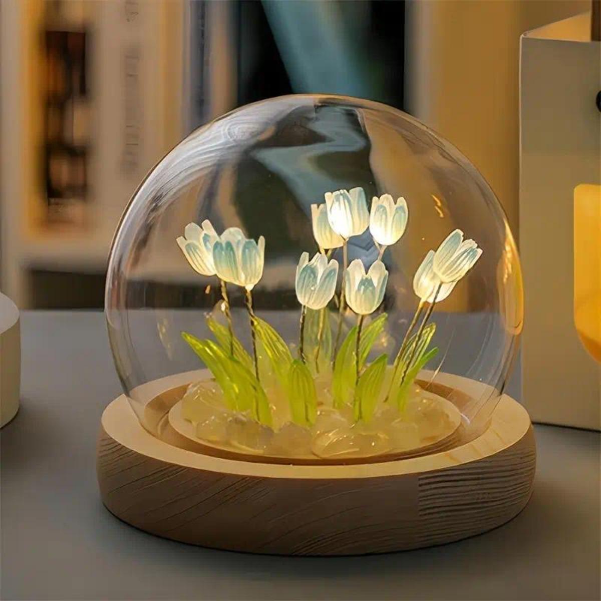 1 peça luz noturna tulipa arte - Bedroom Lighting Decor Ideas avaliação e preço