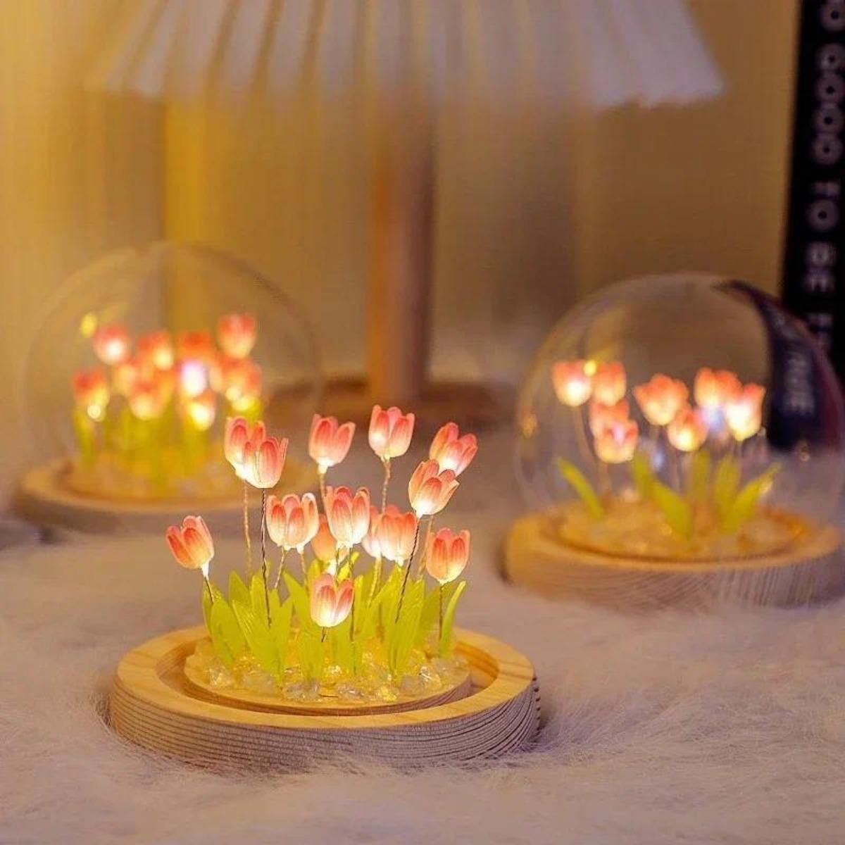 1 peça luz noturna tulipa arte - Bedroom Lighting Decor Ideas avaliação e preço