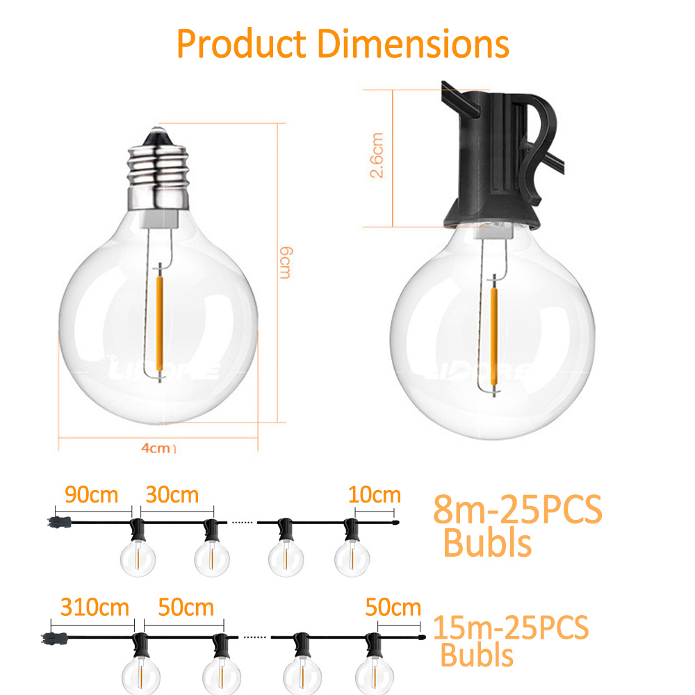 Luzes de Cordão G40 de 8M/15M  - String Light Outdoor avaliação e preço