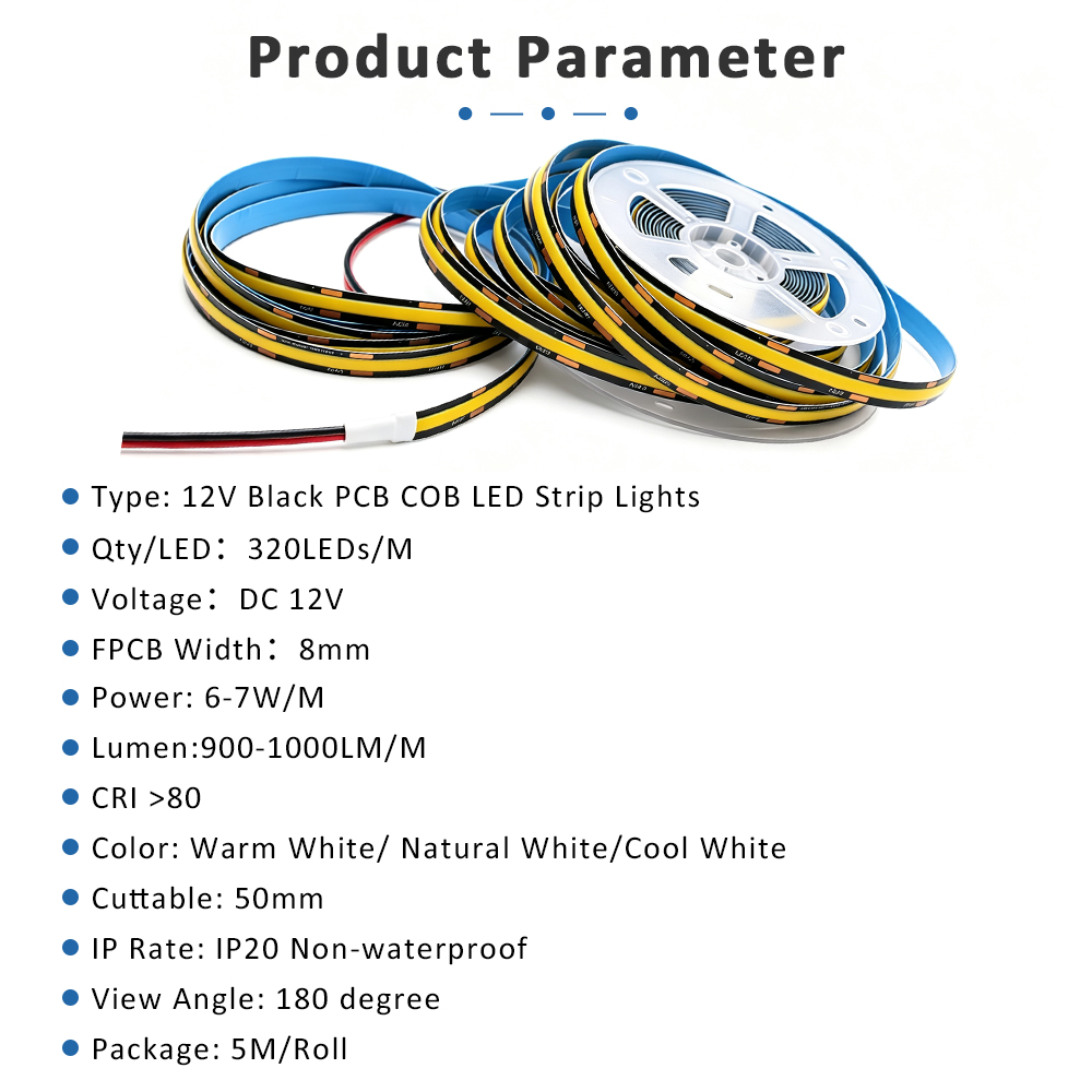 Fita de LED COB 12V com 320 LE - Lighting Decoration On Wall avaliação e preço