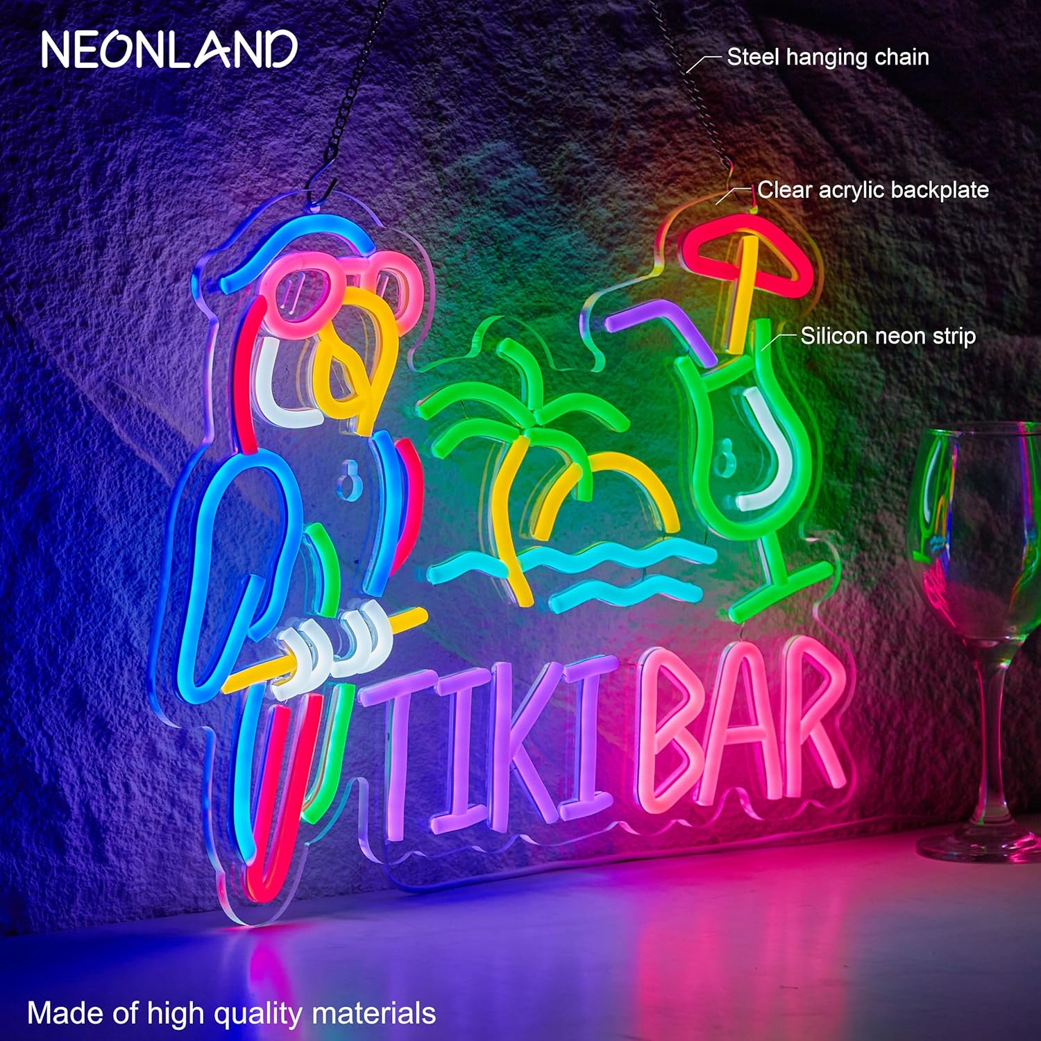 Letreiro Neon Tiki Bar Papagai - Wall Decor Lighting avaliação e preço