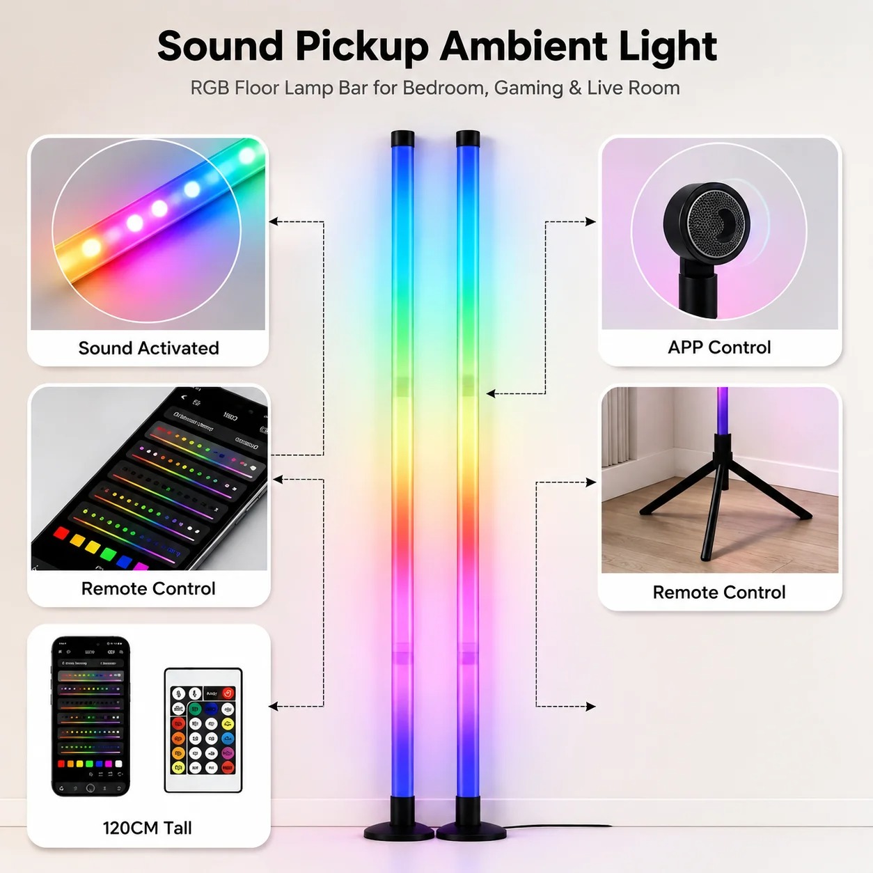 2PCS Luminária de Chão RGB de  - Lighting Decor Home avaliação e preço