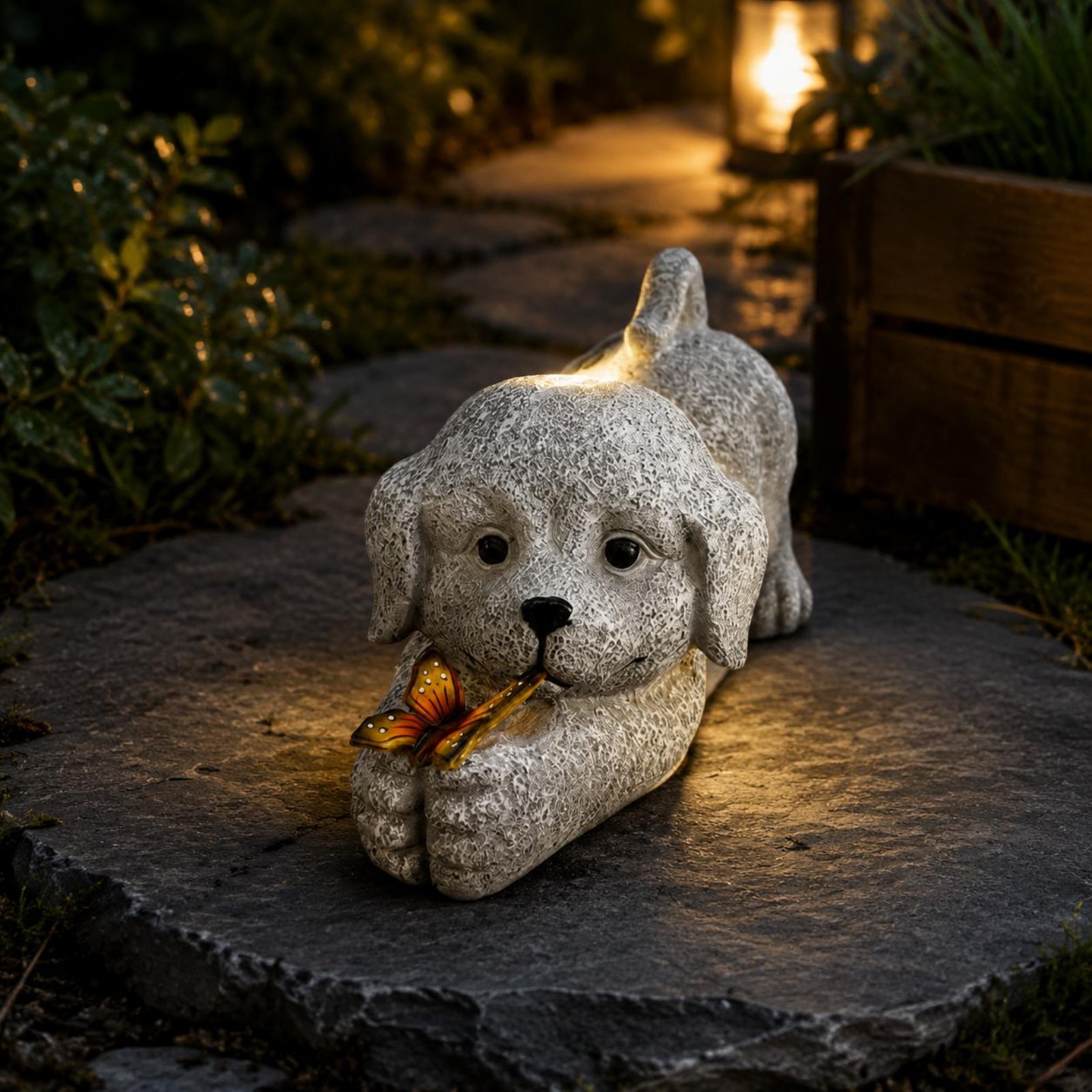 Estátua de Cão Solar em Resina - Yard Lighting Decor avaliação e preço